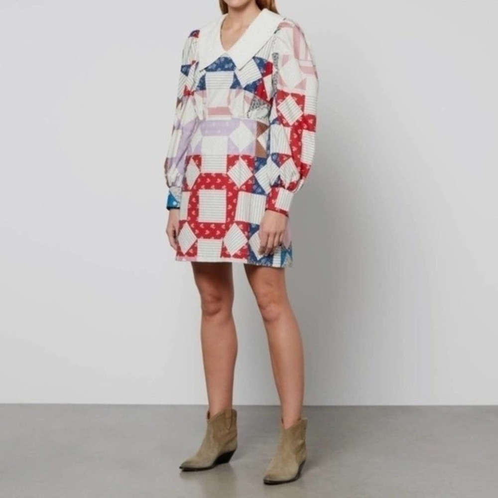 Sea New York Multicolor Patchwork Long Sleeve Dress